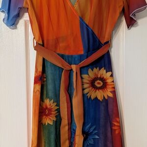 Vibrant Floral Wrap Dress